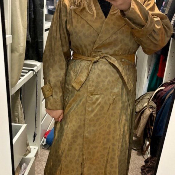 London Fog Metallic Animal Print Trench Coat - Picture 1 of 5